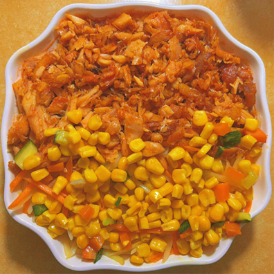 玉米烤肉拌饭