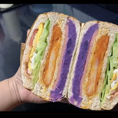 紫薯玉米鸡排三明治