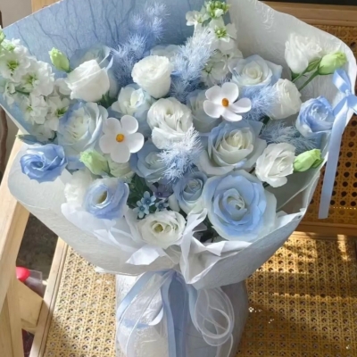蓝色系混搭花束