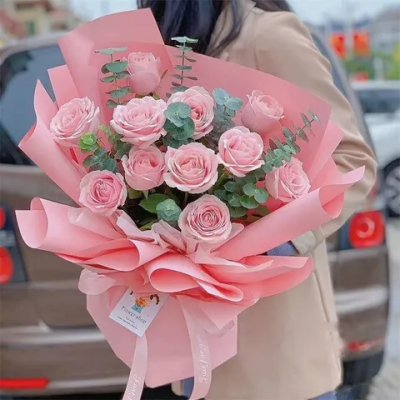 【爱你如初】十一朵粉玫瑰生日鲜花送女友送闺蜜表白鲜花