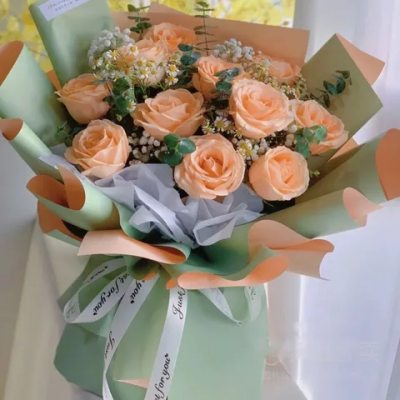 【最好的相遇】11朵香槟玫瑰花束生日鲜花送女友
