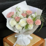 12朵【白玫瑰】6朵白玫瑰5朵卡布奇诺鲜花花束混搭