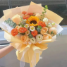【温暖阳光】一朵向日葵混搭香槟玫瑰鲜花橙色泡泡生日鲜花