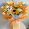 【久久陪伴】2朵向日葵花束搭香槟和桔梗鲜花花束